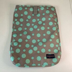 Jansport 12" x 16" Gray W Green/Blue Polka Dots Padded Laptop Sleeve (F2)
